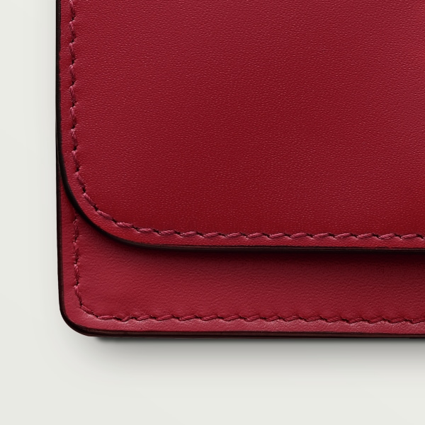 Multi-card holder with flap, C de Cartier Cherry red calfskin, golden finish and cherry red enamel