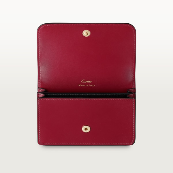 Multi-card holder with flap, C de Cartier Cherry red calfskin, golden finish and cherry red enamel