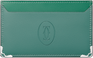 Simple card holder, Must de Cartier Aventurine calfskin, palladium finish