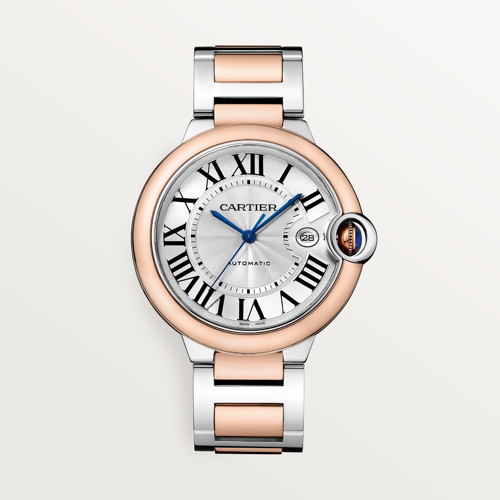 Ballon Bleu de Cartier watch42 mm, mechanical movement with automatic winding, rose gold, steel