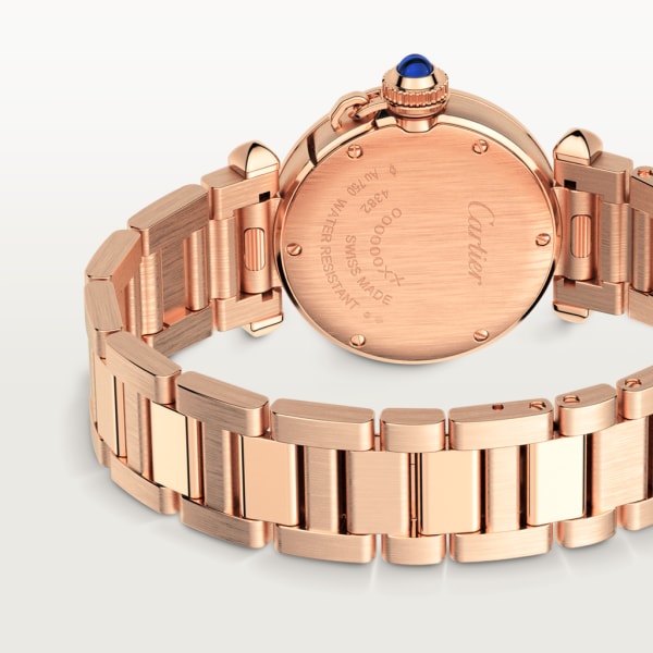 Pasha de Cartier watch 30 mm, quartz movement, rose gold, diamonds, interchangeable metal and leather straps