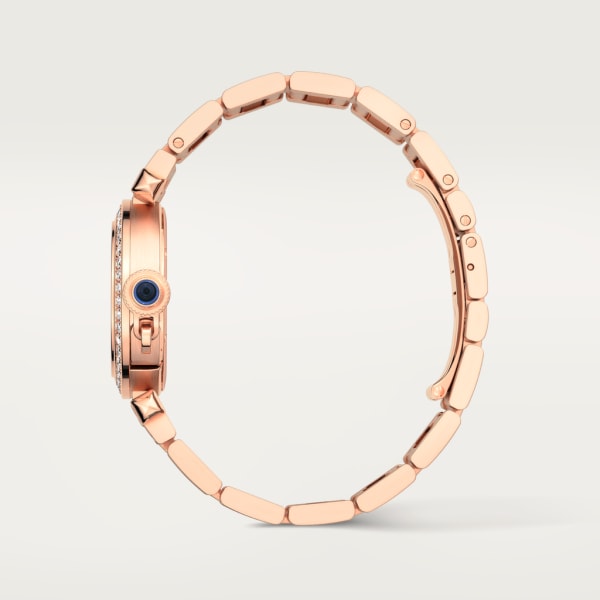 Pasha de Cartier watch 30 mm, quartz movement, rose gold, diamonds, interchangeable metal and leather straps