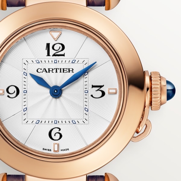 Pasha de Cartier watch 30 mm, quartz movement, rose gold, interchangeable leather straps