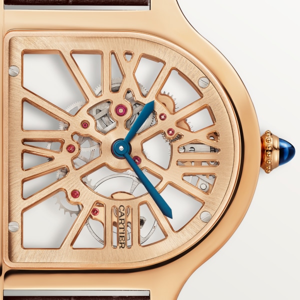 Cloche de Cartier watch Large model, hand-wound movement, 18K rose gold, leather