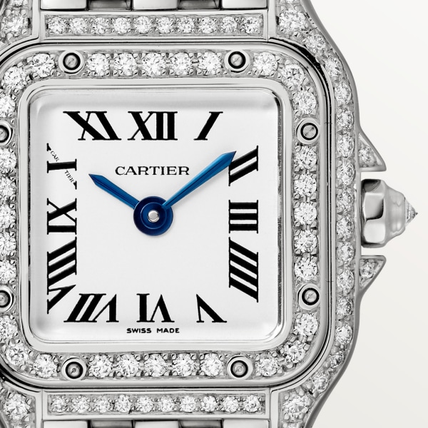 Panthère de Cartier watch Mini model, quartz movement, white gold, diamonds