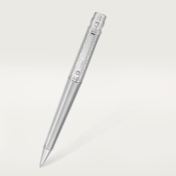 Santos de Cartier ballpoint pen Large model, brushed and engraved metal, palladium finish