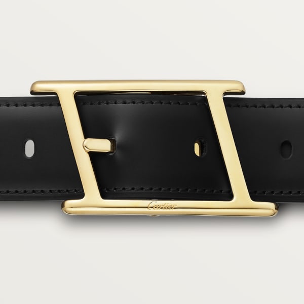 Tank Asymétrique de Cartier belt Black cowhide, gold-finish asymmetric buckle