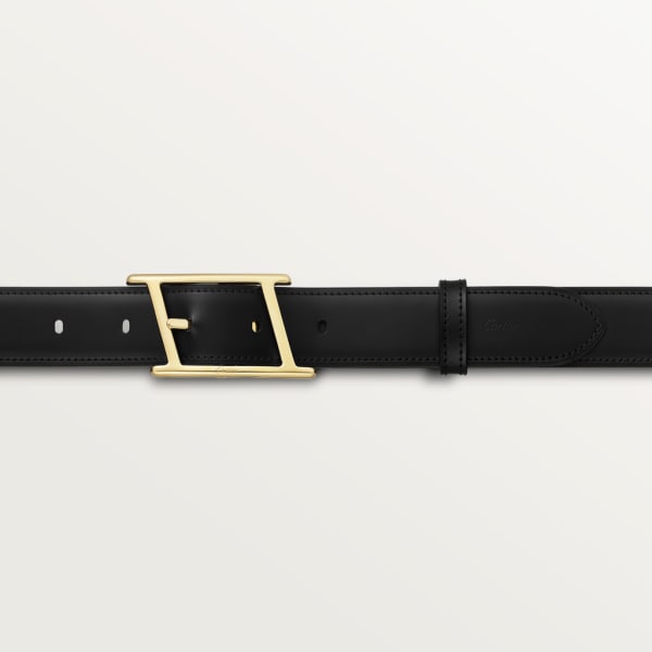 Tank Asymétrique de Cartier belt Black cowhide, gold-finish asymmetric buckle