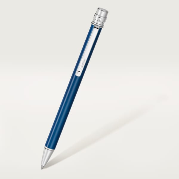 Santos de Cartier ballpoint pen Small model, blued-steel lacquer, palladium finish