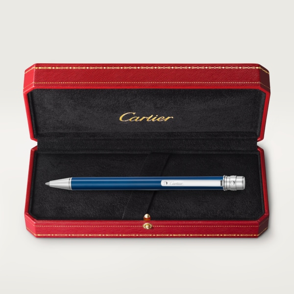 Santos de Cartier ballpoint pen Small model, blued-steel lacquer, palladium finish