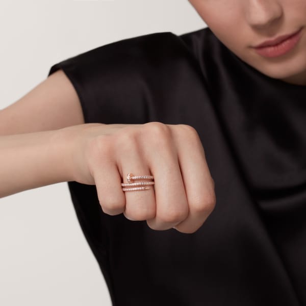 Juste un Clou ring, double, semi-paved Rose gold, diamonds