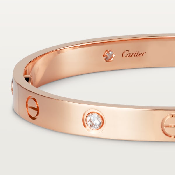 Love bracelet, 4 diamonds Rose gold, diamonds