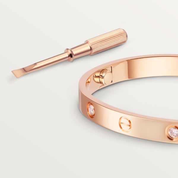 Love bracelet, 4 diamonds Rose gold, diamonds