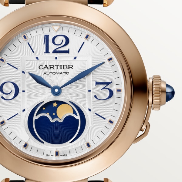 Pasha de Cartier watch 41 mm, automatic movement, rose gold, interchangeable leather straps