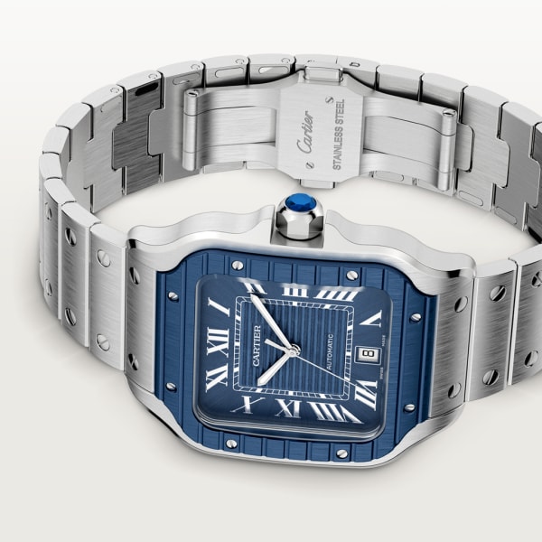 Santos de Cartier watch Large model, automatic movement, steel, PVD, interchangeable metal and rubber straps