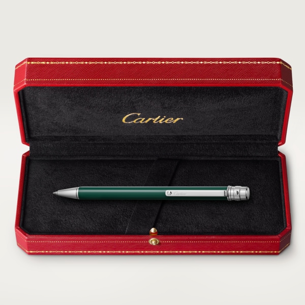 Santos de Cartier pen Small model, green lacquer, palladium-finish detailing