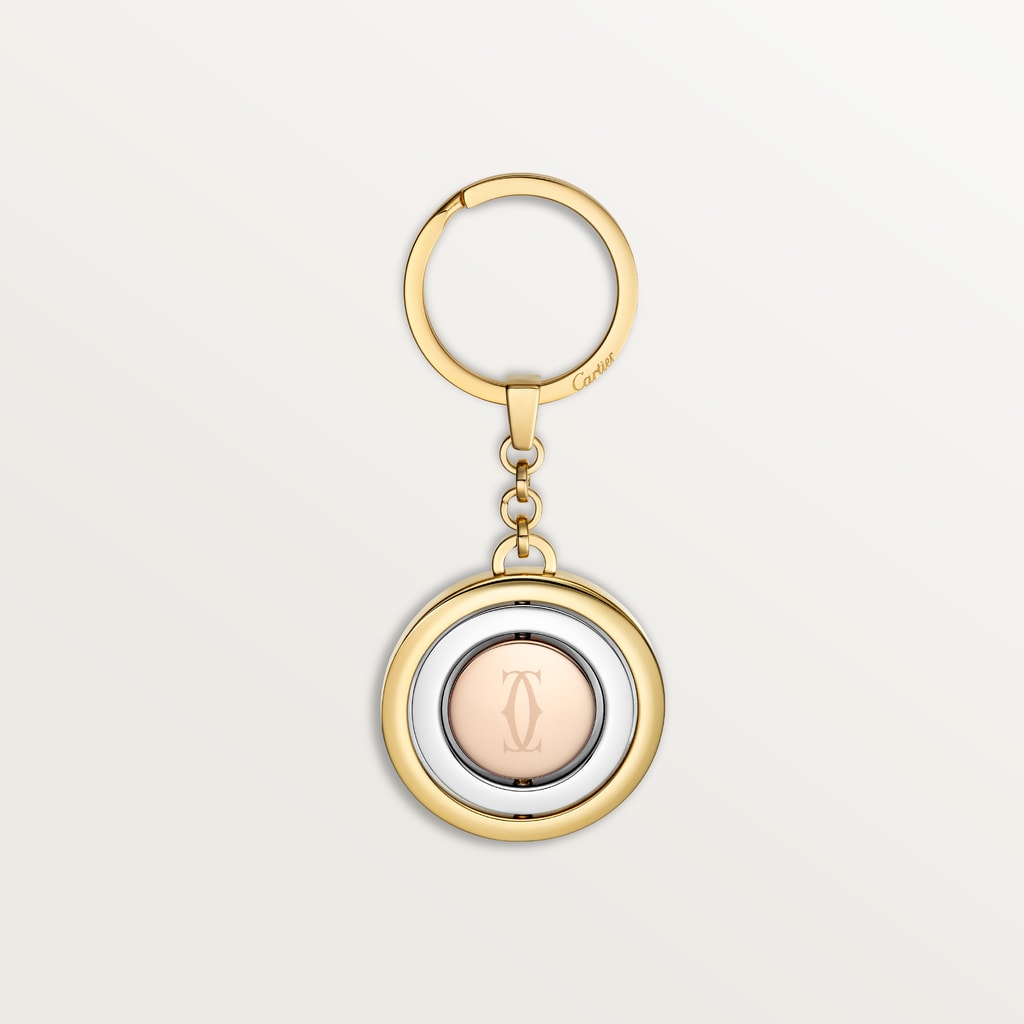 Three ring motif key ring TrinitySteel, rose-golden and yellow-golden finish