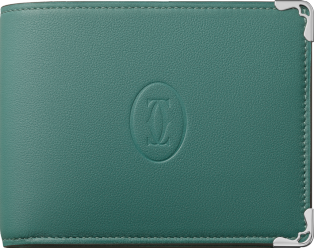 Must de Cartier Small Leather Goods, Wallet Aventurine calfskin, palladium finish