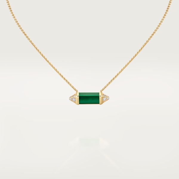 Les Berlingots de Cartier necklace medium model Yellow gold, malachite, diamond