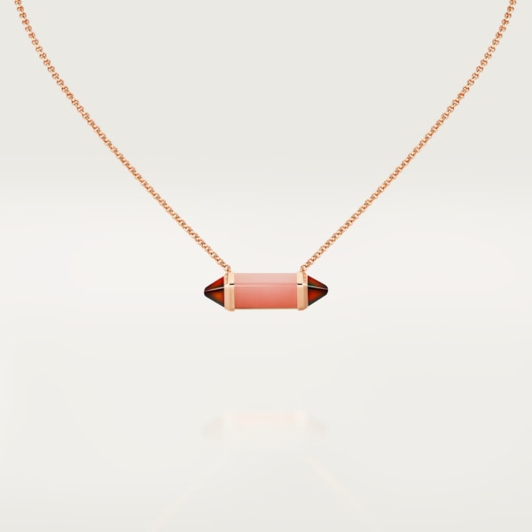 Les Berlingots de Cartier necklace medium model Rose gold, pink chalcedony, garnet