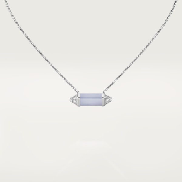 Les Berlingots de Cartier necklace medium model White gold, blue chalcedony, diamond