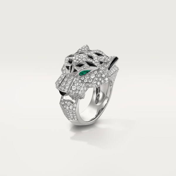 Panthère de Cartier ring White gold, diamonds, emeralds, onyx