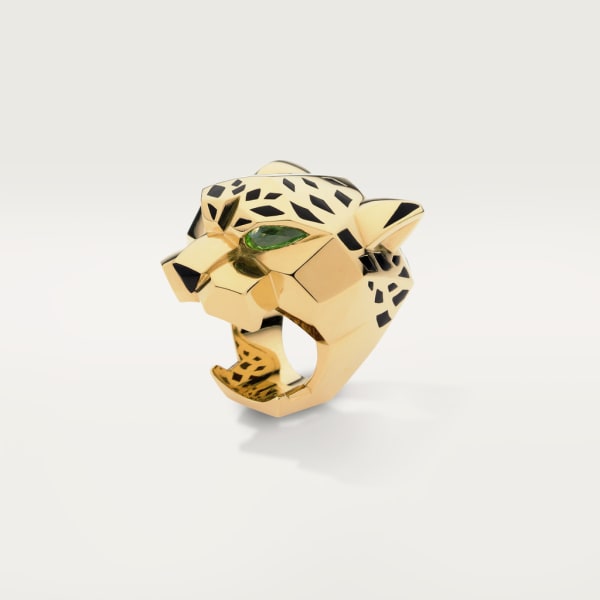 Panthère de Cartier ring Yellow gold, lacquer, peridots, onyx