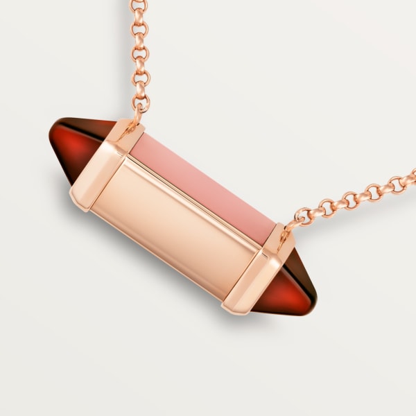 Les Berlingots de Cartier necklace medium model Rose gold, pink chalcedony, garnet