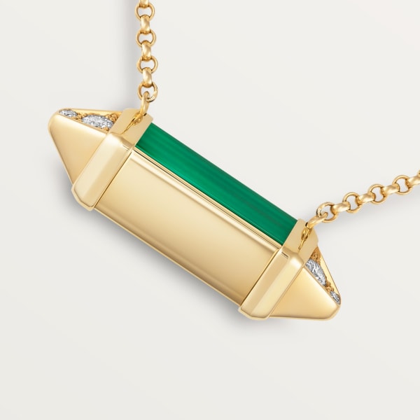 Les Berlingots de Cartier necklace medium model Yellow gold, malachite, diamond