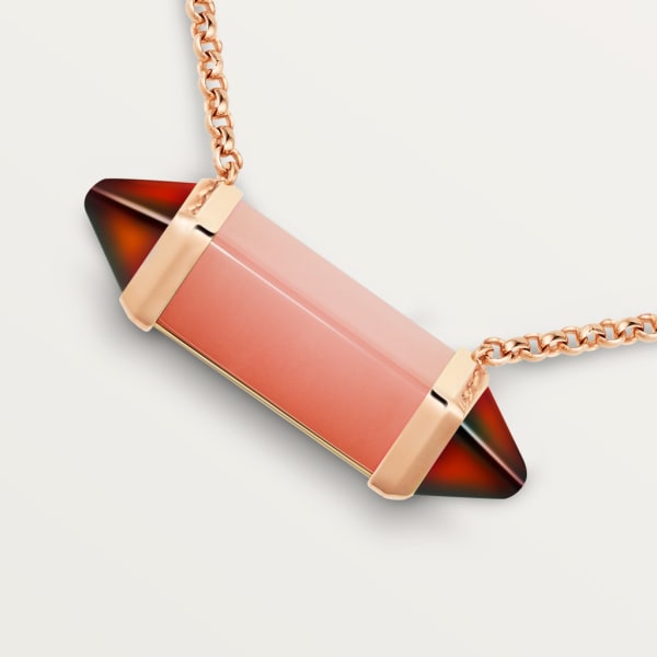 Les Berlingots de Cartier necklace medium model Rose gold, pink chalcedony, garnet