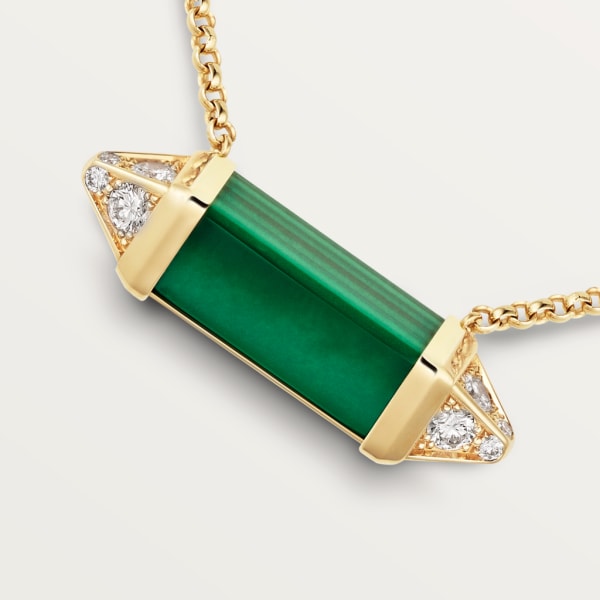 Les Berlingots de Cartier necklace medium model Yellow gold, malachite, diamond