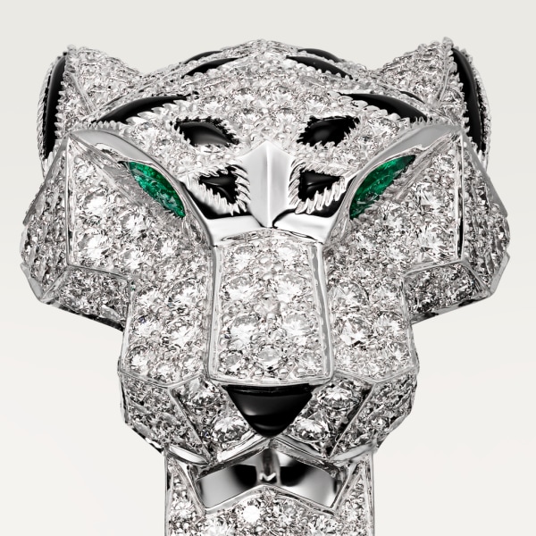 Panthère de Cartier ring White gold, diamonds, emeralds, onyx