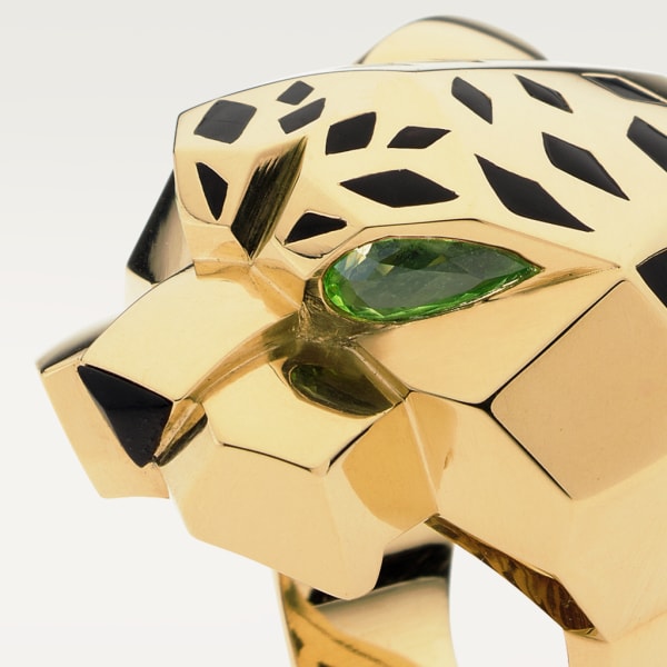 Panthère de Cartier ring Yellow gold, lacquer, peridots, onyx