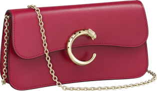 Mini chain bag, Panthère de Cartier Cherry red calfskin, gold and black enamel finish