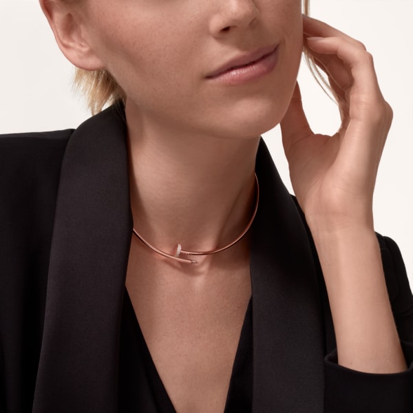 Juste un Clou torque necklace, small model, diamonds Rose gold, diamonds