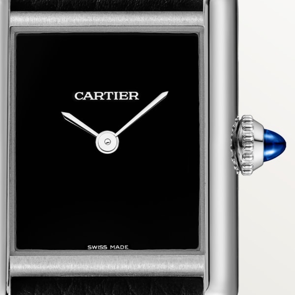 Tank Must de Cartier watch Small model, quartz movement, steel, leather