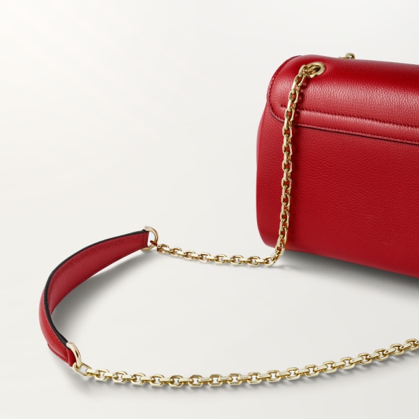 Chain bag mini, Panthère de Cartier Red calfskin and golden finish