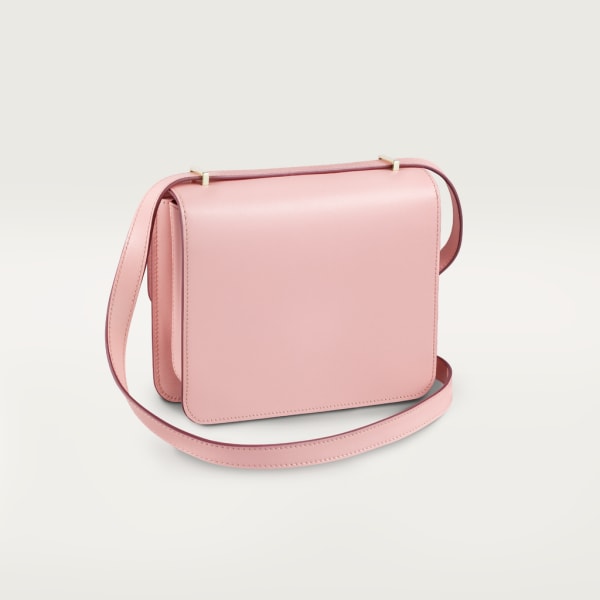 Mini shoulder bag, C de Cartier Pale pink calfskin, golden and pale pink enamel finish