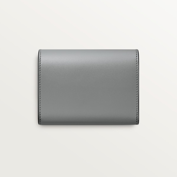 Mini wallet, C de Cartier Grey calfskin, grey enamel and golden finish