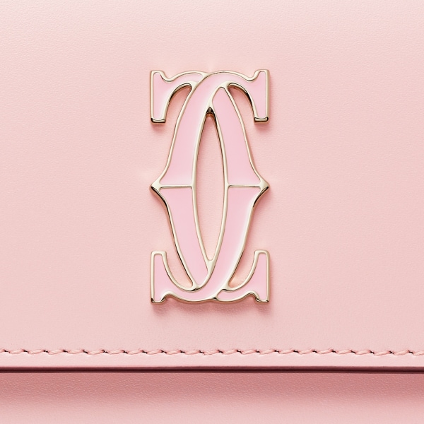 Mini wallet, C de Cartier Pale pink calfskin, golden and pale pink enamel finish