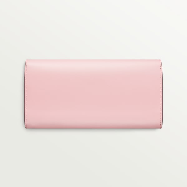 International wallet with flap, C de Cartier Pale pink calfskin, golden and pale pink enamel finish