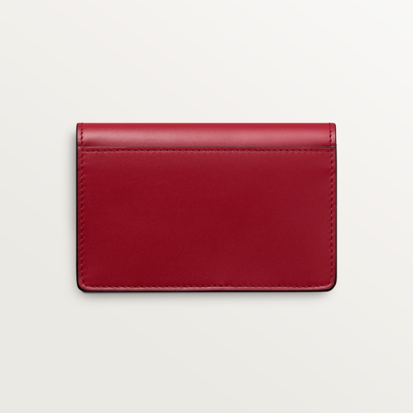 Multi-card holder with flap, C de Cartier Cherry red calfskin, golden finish and cherry red enamel