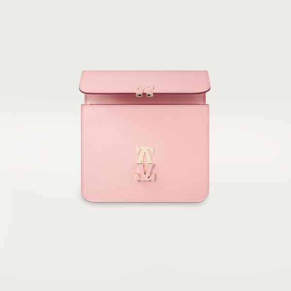 Mini shoulder bag, C de Cartier Pale pink calfskin, golden and pale pink enamel finish