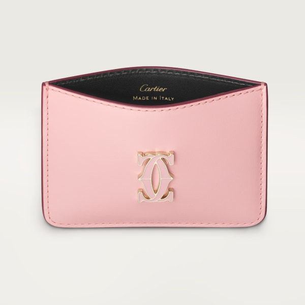 Simple Card Holder, C de Cartier Pale pink calfskin, golden and pale pink enamel finish