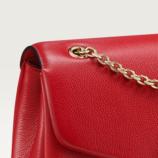 Chain bag small, Panthère de Cartier Red calfskin and golden finish