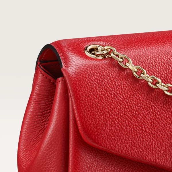 Chain bag mini, Panthère de Cartier Red calfskin and golden finish