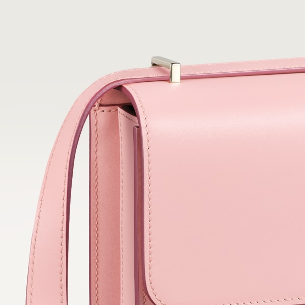 Mini shoulder bag, C de Cartier Pale pink calfskin, golden and pale pink enamel finish