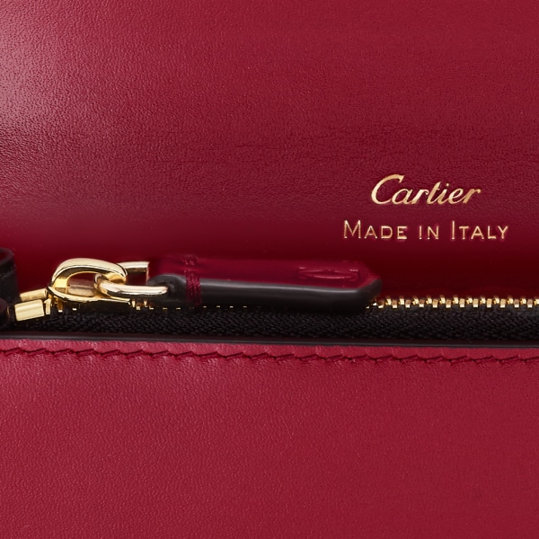 Multi-card holder with flap, C de Cartier Cherry red calfskin, golden finish and cherry red enamel