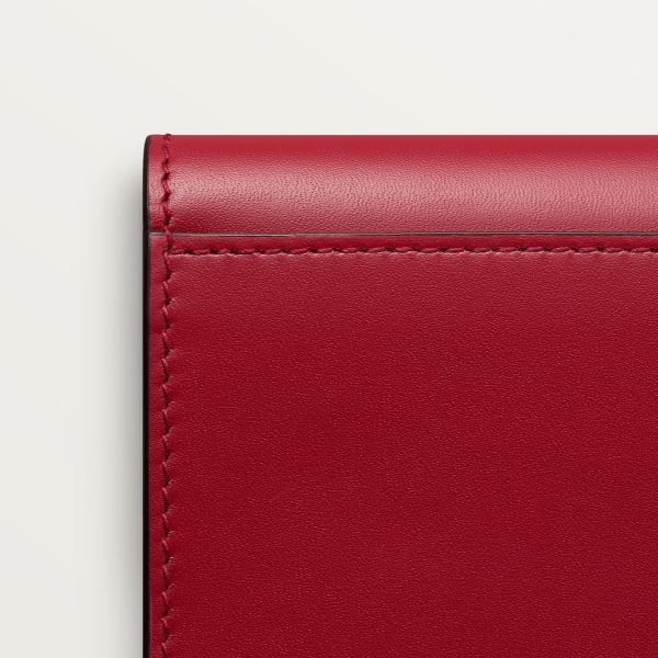 Multi-card holder with flap, C de Cartier Cherry red calfskin, golden finish and cherry red enamel