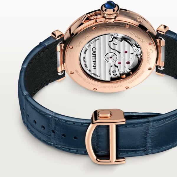 Pasha de Cartier watch 41 mm, automatic movement, rose gold, interchangeable leather straps